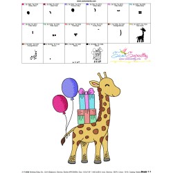 Birthday Baby Animal- Giraffe Embroidery Design Pattern
