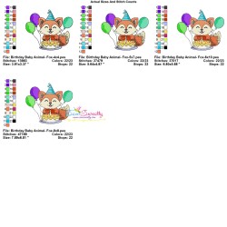 Birthday Baby Animal- Fox Embroidery Design Pattern