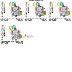 Birthday Baby Animal- Elephant Embroidery Design Pattern