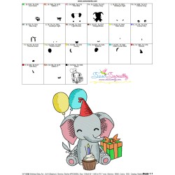 Birthday Baby Animal- Elephant Embroidery Design Pattern