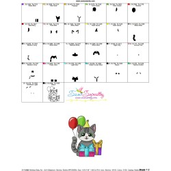 Birthday Baby Animal- Cat Embroidery Design Pattern