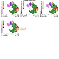 Birthday Baby Animal- Crocodile Embroidery Design Pattern
