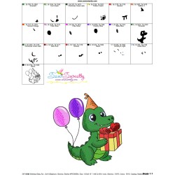 Birthday Baby Animal- Crocodile Embroidery Design Pattern