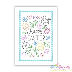 Easter Cardstock Embroidery Design - Happy Easter Floral Card