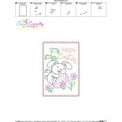 Easter Cardstock Embroidery Design - Happy Easter Bunny Hopping