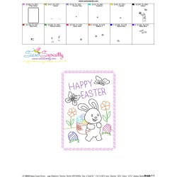 Easter Cardstock Embroidery Design - Happy Easter Bunny Basket