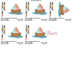 Love Birds Boat Embroidery Design Pattern-1