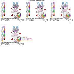 Easter Baby Unicorn - 3 Embroidery Design Pattern