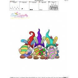 Easter Gnomes Trio Embroidery Design Pattern