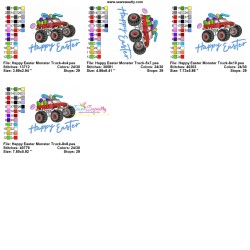 Happy Easter Monster Truck Embroidery Design Pattern
