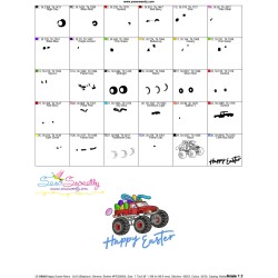 Happy Easter Monster Truck Embroidery Design Pattern