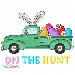 On The Hunt Truck Embroidery Design Pattern