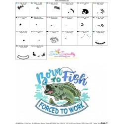 Born To Fish Forced To Work Embroidery Design Pattern