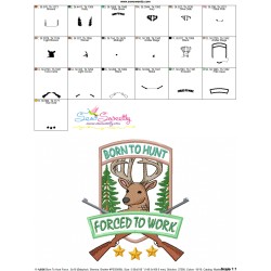 Born To Hunt Forced To Work Embroidery Design Pattern
