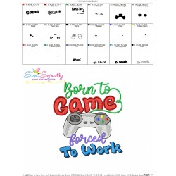 Born To Game Forced To Work Embroidery Design Pattern