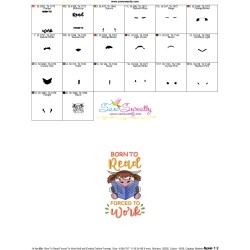 Born To Read Forced To Work Embroidery Design Pattern