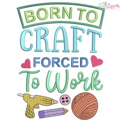 Forced To Work Lettering Embroidery Design Bundle
