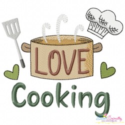Love Cooking Kitchen Embroidery Design Pattern
