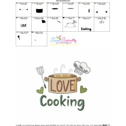 Love Cooking Kitchen Embroidery Design Pattern