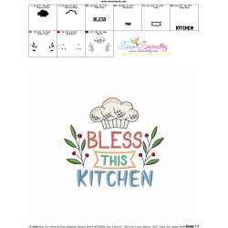 Bless This Kitchen Embroidery Design Pattern