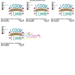 I Cook As Good As I Look Kitchen Embroidery Design Pattern