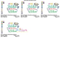 No Bitchin In My Kitchen Embroidery Design Pattern