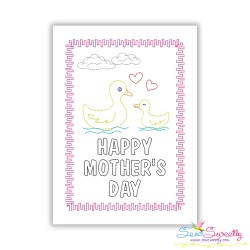 Happy Mother's Day Duck Cardstock Embroidery Design