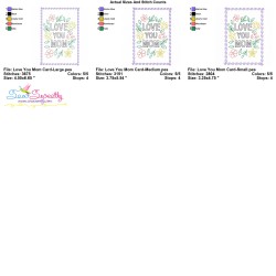 Mother's Day Cardstock Embroidery Design - Love You Mom