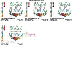 Blessed Mama Mother's Day Embroidery Design