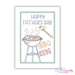 Happy Father's Day BBQ King Cardstock Embroidery Design