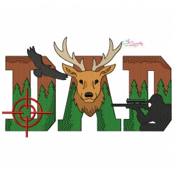 Father's Day Embroidery Design - Dad Hunting Lettering