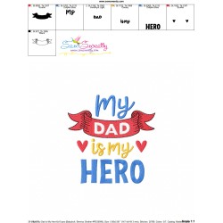 Father's Day Embroidery Design - My Dad is My Hero