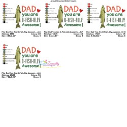 Father's Day Embroidery Design - Dad You Are O-Fish-Ally Awesome