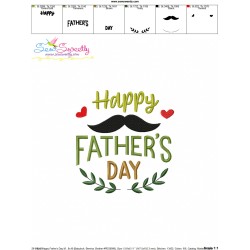 Happy Father's Day Moustache Embroidery Design