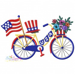 4th of July Bicycle Embroidery Design