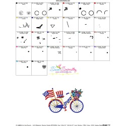 4th of July Bicycle Embroidery Design