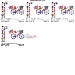 4th of July Bicycle Embroidery Design