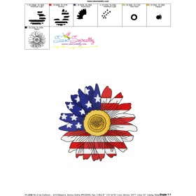4th of July Sunflower Embroidery Design