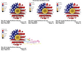 4th of July Sunflower Embroidery Design