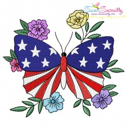 4th of July Butterfly Embroidery Design