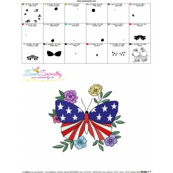 4th of July Butterfly Embroidery Design
