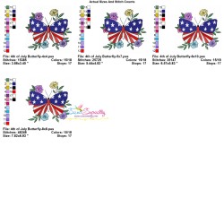 4th of July Butterfly Embroidery Design