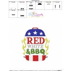 4th of July Red White BBQ Embroidery Design
