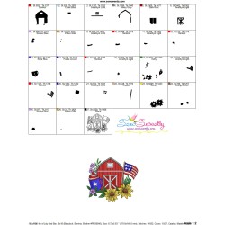 4th of July Red Barn Farm Embroidery Design