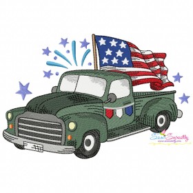 4th of July Vintage Truck Embroidery Design