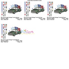 4th of July Vintage Truck Embroidery Design