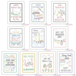 Father's Day Greeting Cards Cardstock Embroidery Design Bundle