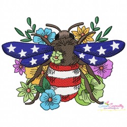 4th of July Bee Embroidery Design