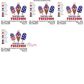 Tastes Like Freedom Ice Cream 4th of July Embroidery Design