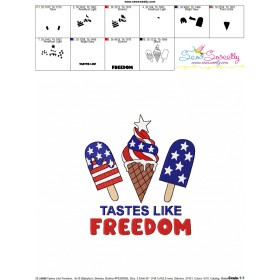 Tastes Like Freedom Ice Cream 4th of July Embroidery Design